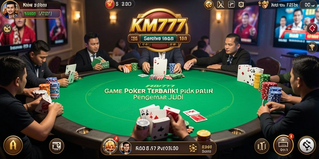 Tampilan gameplay mendebarkan dalam aplikasi poker KM777.